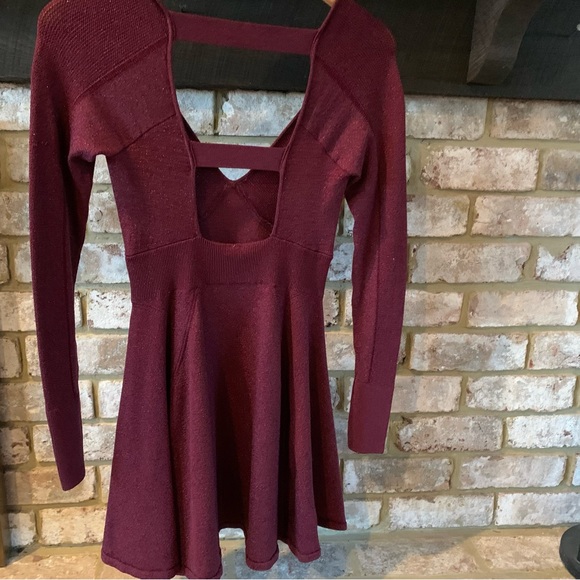 Free People | Wildest Dreams Mini Sweater Dress in Wine - Picture 8 of 16